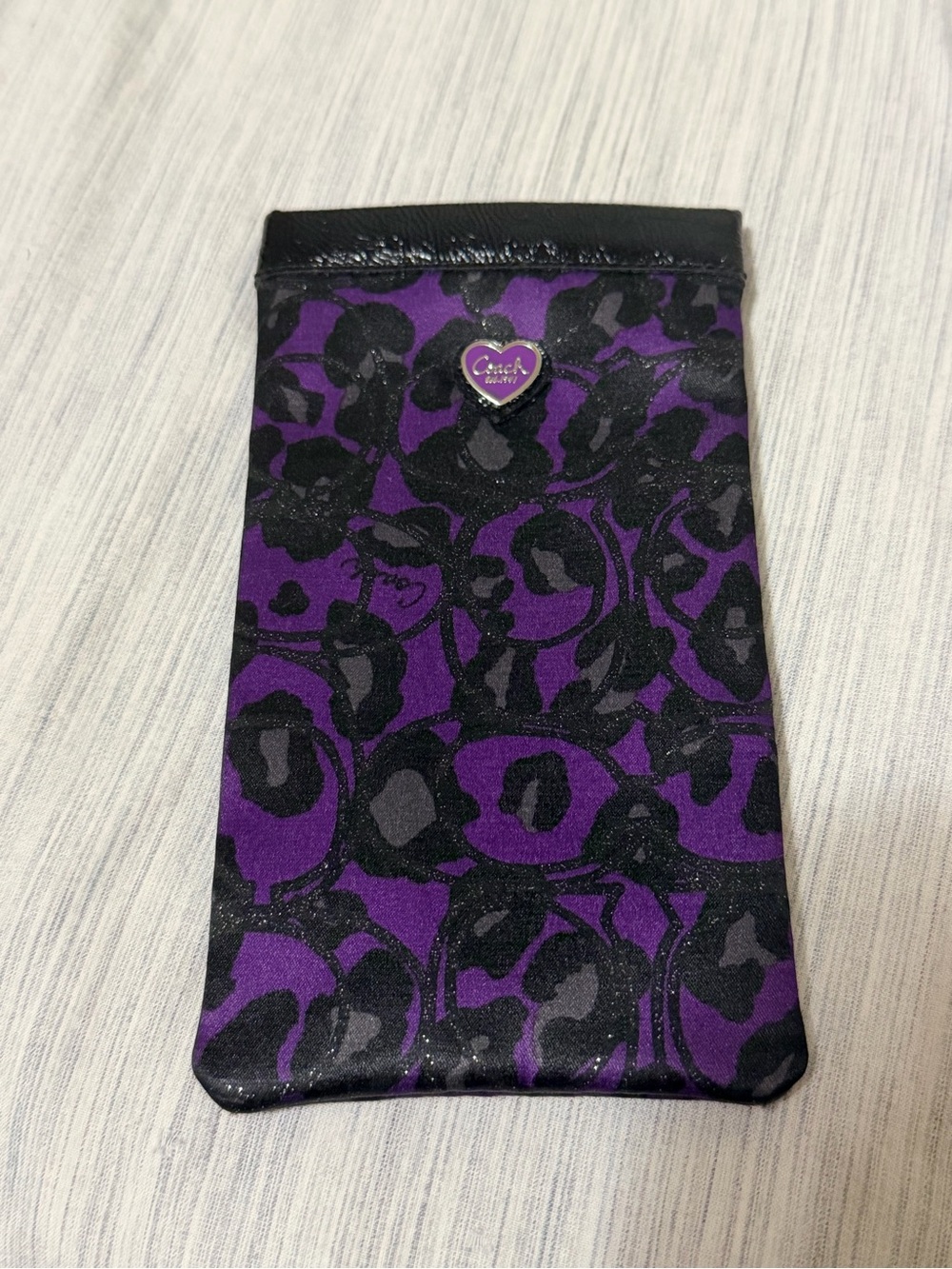 Y2K Coach Purple and Black Leopard Print Eyewear Sleeve